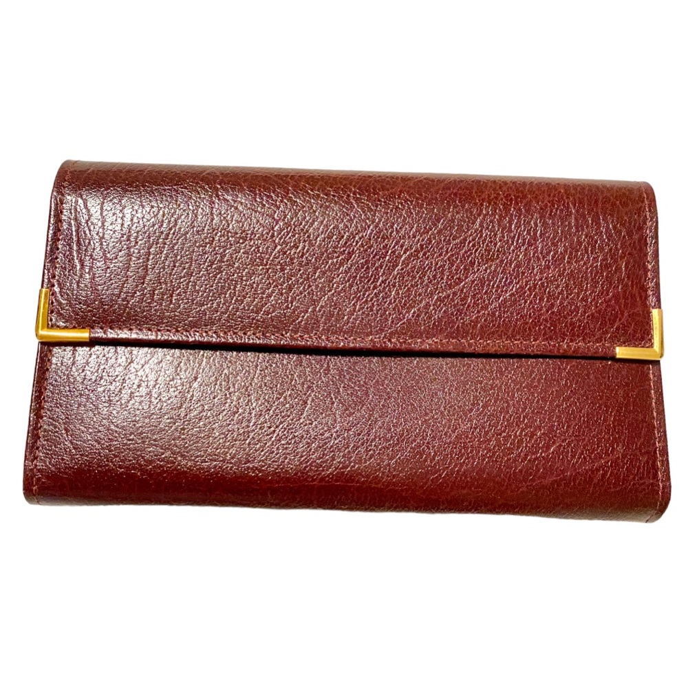 Vintage Amity Burgundy Calfskin Leather Checkbook Wallet